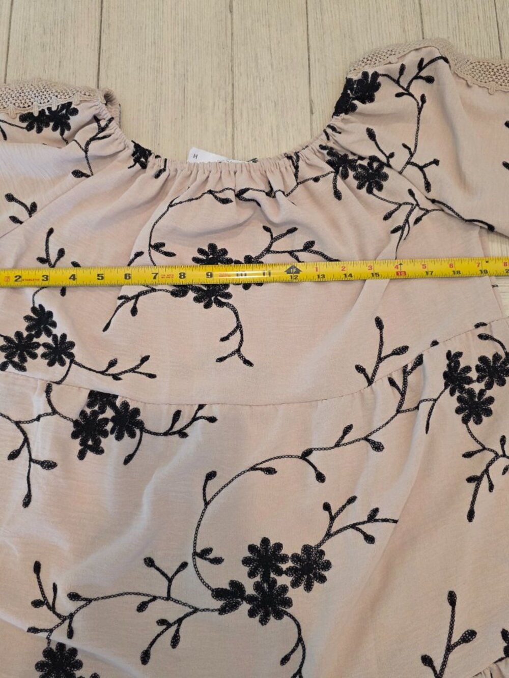 NWOT Kindred Tan Black Floral Embroidered Tiered Boho Dress | Size Medium - Picture 7 of 11